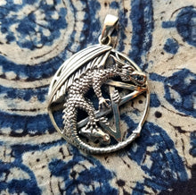 Load image into Gallery viewer, Pentacle of the Dragon sterling silver pendant