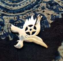 Load image into Gallery viewer, Pentacle of the Raven sterling silver pendant