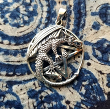 Load image into Gallery viewer, Pentacle of the Dragon sterling silver pendant

