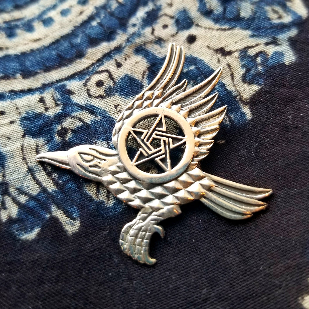 Pentacle of the Raven sterling silver pendant