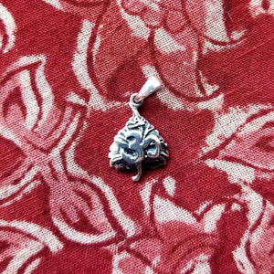 Om bohdi leaf sterling silver pendant