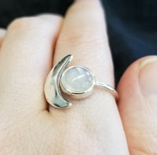 Load image into Gallery viewer, Rainbow moonstone ring (size 9/adjustable)
