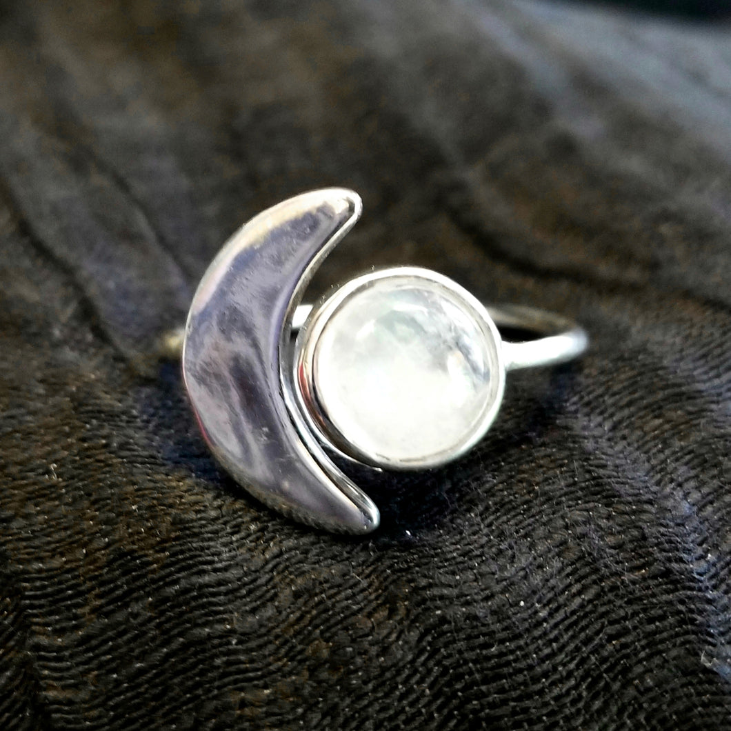 Rainbow moonstone ring (size 9/adjustable)